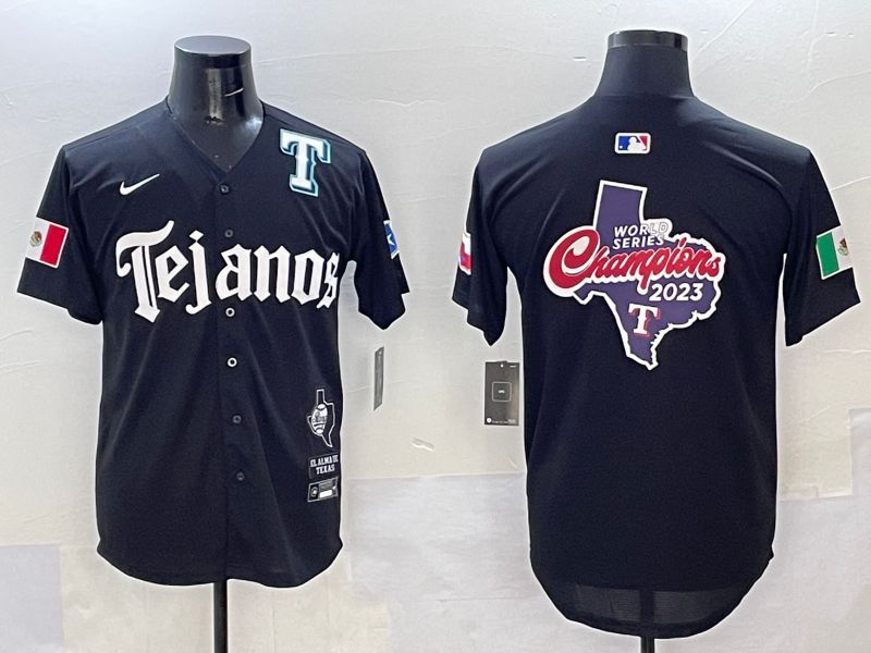 Men Texas Rangers Blank Black Five generations Joint Name 2025 Nike MLB Jersey style 5